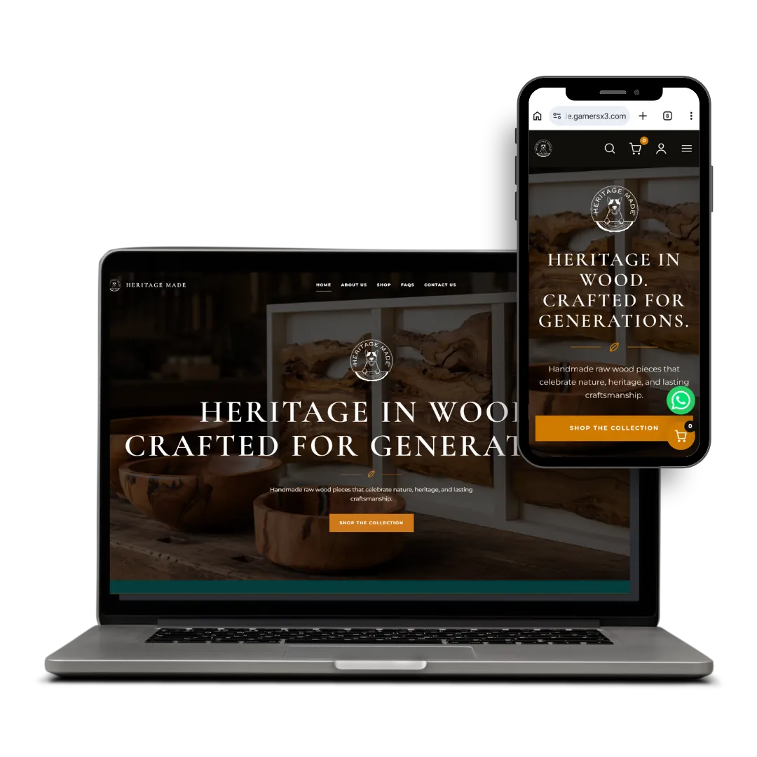 Heritage Made website designed by X3WEB
