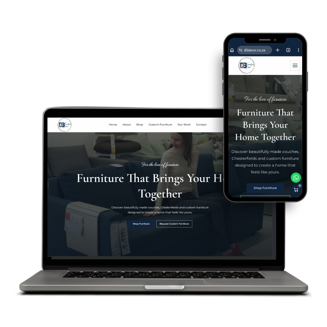 D3 Decor website designed by X3WEB