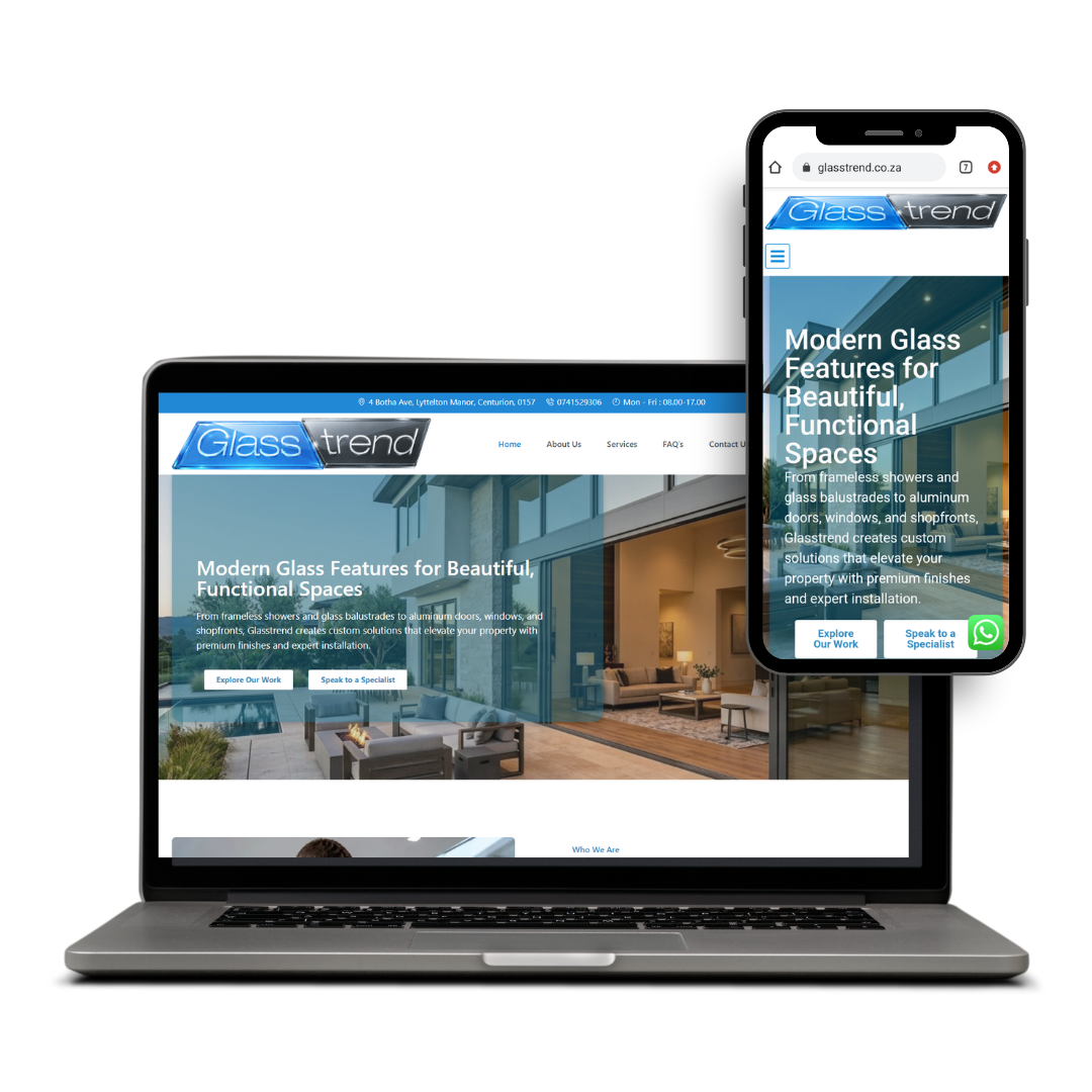 Glasstrend website designed by X3WEB