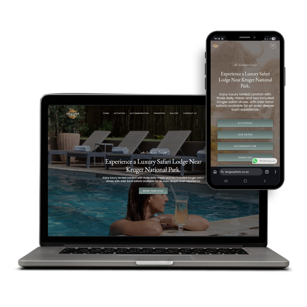 Langa Safaris website designed by X3WEB