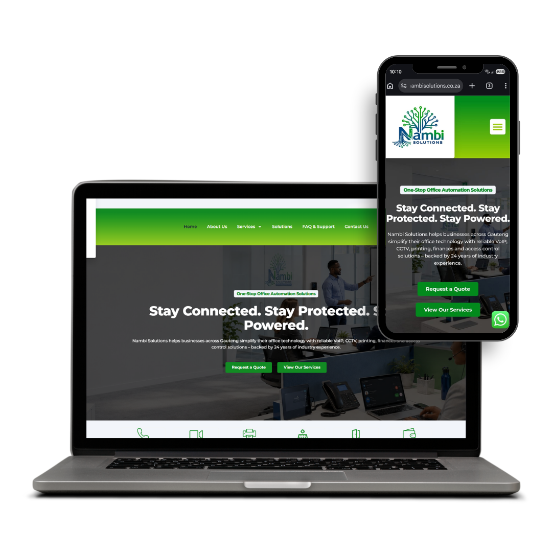 Nambi Solutions website designed by X3WEB